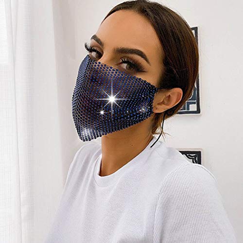 Sethexy Brillante Diamante de imitación Máscara de malla Vistoso Bola de cristal Azul Mascarada Partido Club nocturno Mardi Gras Máscaras para mujeres y niñas