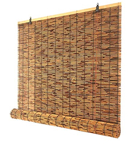 seveni Estores De Bambú Vintage, Cortina De Caña Natural De Tonos, Adecuada para Interiores/Exteriores/Salón De Té/Ventana, Tamaño Personalizable(85x110cm/34x44in)