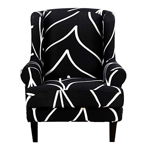 SHANNA Funda De Sillón Orejero Funda Sillon Orejero Relax Elástica 1 Plaza Material de Piel Sintética de Zorro Plateado (En Blanco y Negro) SHANNA Funda De Sillón Orejero Funda Sillon Orejero Relax Elástica 1 Plaza Material de Piel Sintética de Zorro Plateado (En Blanco y Negro)
