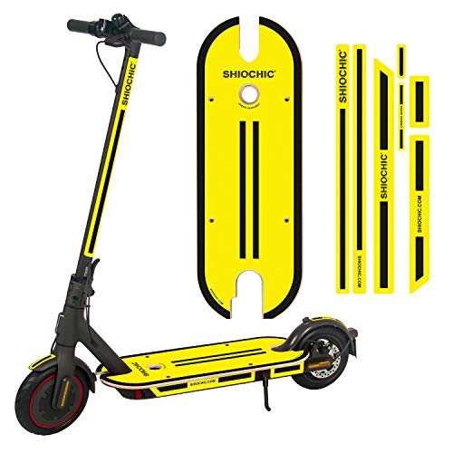 SHIOCHIC - Fancy Yellow - Accesorio Patinete Eléctrico Xiaomi Pro y Pro 2 - Medidas: 67.8 x 23.8 x 0.9 cm - Tabla con Pegatinas - Personaliza tu Patinete - Permite Apoyar los Pies en Paralelo