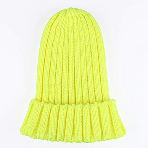 Sombrero Otoño E Invierno Fluorescente Sombrero De Lana Color Caramelo 23 * 17Cm Amarillo Fluorescente