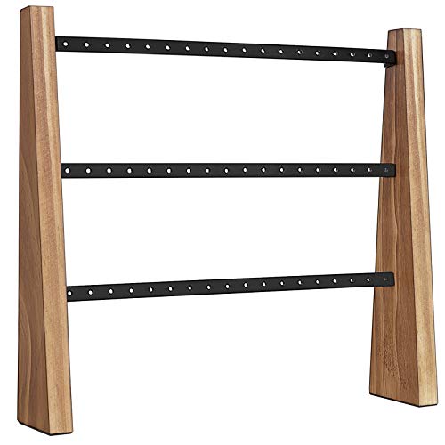 SONGMICS Soporte para Joyas, Árbol de Estante para Aretes, Montado en la Pared o en la Mesa, 3 Barras de Metal con Agujeros, Ángulo Ajustable, Ideas para Regalos, Marrón Rústico y Negro JJS017B01