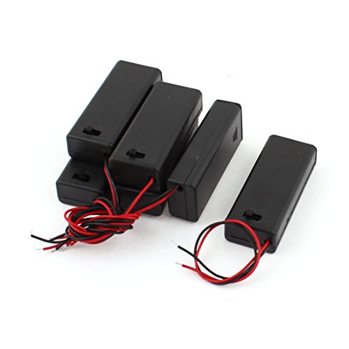 Sourcingmap® 6 pcs 2 con Cable de 2 x 1,5 V AA Portapilas Caja de plástico Negro de Almacenamiento Interruptor w