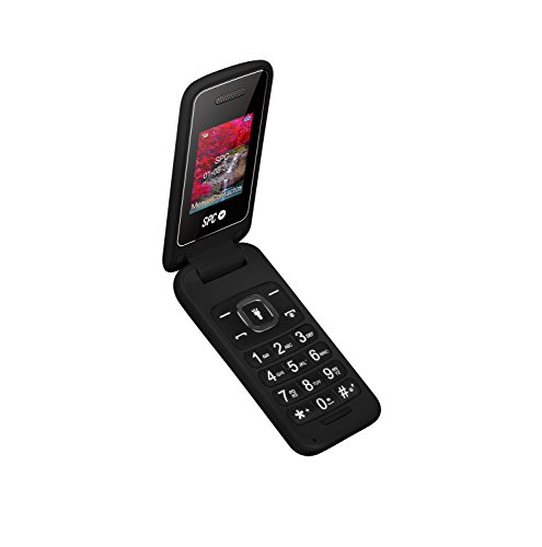 SPC Flip - Teléfono móvil (Dual SIM, Números y letras grandes, Agenda hasta 300 contactos, Bluetooth) – Color Negro