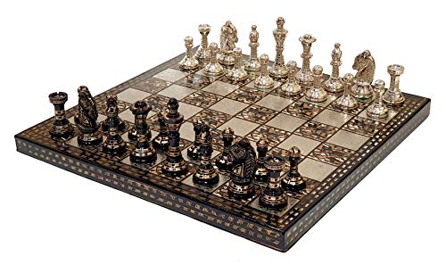 StonKraft Conjunto de Tablero de ajedrez de latón cobrable Completo con Piezas de latón 100% Monedas de ajedrez