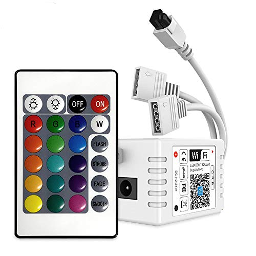 SUBOSI - Controlador de tira LED RGB de 10 m / 5 m con 2 enchufes, compatible con Alexa y Google Home, mando a distancia y temporizador inalámbrico