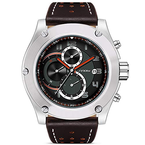 Sxfcool Reloj de los Deportes del Calendario de los Hombres de la Multi-función de Seis Pines,Brown