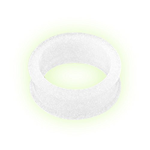Taffstyle Piercing dilatador para la oreja, de silicona, flexible, brilla en la oscuridad, 16 mm, color blanco