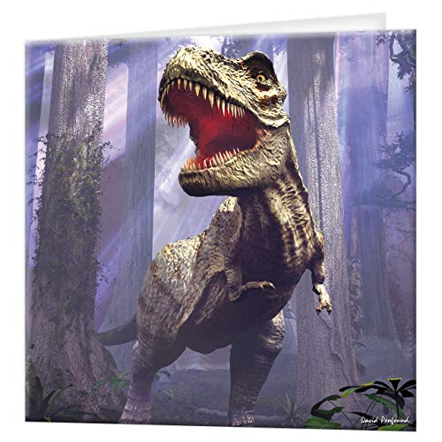 tarjeta de felicitación de 3D LiveLife - escena de T-Rex, tarjeta lenticular 3D del dinosaurio colorido de Deluxebase, para cualquier ocasión y edad. ¡Ilustraciones originales autorizadas del artista