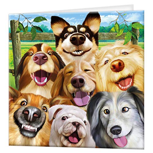 tarjeta de felicitación de 3D LiveLife - Selfie canino, tarjeta lenticular 3D del perro colorido de Deluxebase, para cualquier ocasión y edad. ¡Ilustraciones originales autorizadas del artista renombr