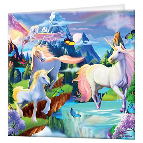 tarjetas de felicitaciones de 3D LiveLife - Unicorn Bliss, tarjeta colorida de Unicorn Lenticular 3D de Deluxebase, para cualquier ocasión y edad. ¡Ilustraciones originales autorizadas del artista ren