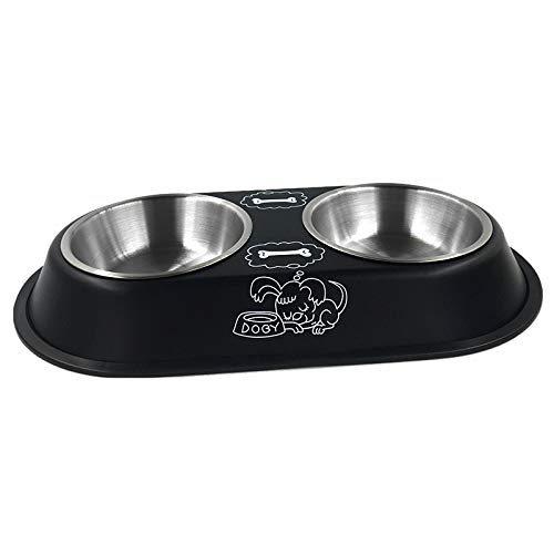 Tazones de Fuente de Acero Inoxidable de Alto Grado, patrón de Dibujos Animados de Fondo Antideslizante Abajo Tazones de Mascotas de Doble tazón, diámetro del tazón de Fuente: 14 cm, tamaño: L Tazones de Fuente de Acero Inoxidable de Alto Grado, patrón de Dibujos Animados de Fondo Antideslizante Abajo Tazones de Mascotas de Doble tazón, diámetro del tazón de Fuente: 14 cm, tamaño: L