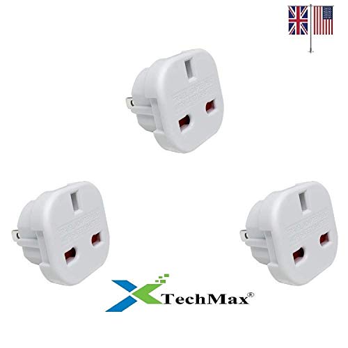 TechMax® Adaptador de Enchufe de Viaje de Reino Unido a Estados Unidos de 2 Pines (Plano) para EE. UU, Canadá, Australia, México, Nueva Zelanda, Tailandia, Brasil y más países (Ver imágenes)