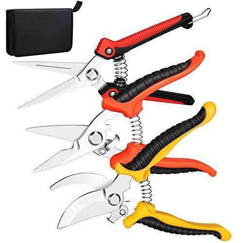 Tijeras de podar, Podadoras de árboles ergonómicas afiladas de acero inoxidable con bolsa de almacenamiento, mecanismo de bloqueo y mango antideslizante para ramas, tallos, flores, setos, frutas Tijeras de podar, Podadoras de árboles ergonómicas afiladas de acero inoxidable con bolsa de almacenamiento, mecanismo de bloqueo y mango antideslizante para ramas, tallos, flores, setos, frutas