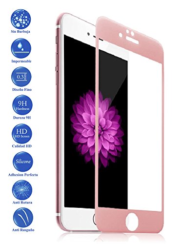 Todotumovil Protector de Pantalla Apple iPhone 6S Plus 5.5 Color Rosa Claro Completo 3D Cristal Templado Vidrio Curvo para movil