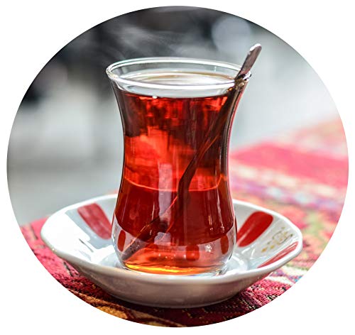 Topkapi - Juego de té turco de 18 piezas Sara-Sultan, 6 vasos de té, 6 posavasos, 6 cucharillas de té, juego completo.