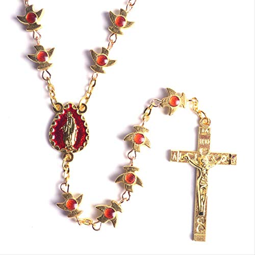 Trendy Popular Religious Gold Alloy Beads Madonna Catholic Chain Rosary Necklace Length 58 Cm