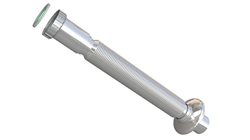 Tubo de salida flexible de 1,1/4, cromado, salida extensible de 32 mm, con roseta, para lavabo y bidé