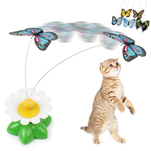 Ueetek - Juguete interactivo para gatos con mariposa multicolor, eléctrico (pilas no incluidas), color aleatorio