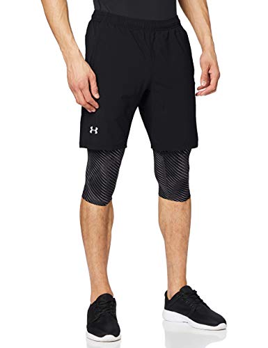 Under Armour Launch Sw Long 2-In-1 Printed Corto, Hombre, Negro, XL