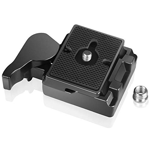 UTEBIT 323 Adaptador de Placa QR de liberación rápida de aleación de Aluminio Negro con Tornillo de 1/4"-3/8" Compatible para manfrotto 200PL-14 y 323 RC2 496RC, 498RC2, 804RC2