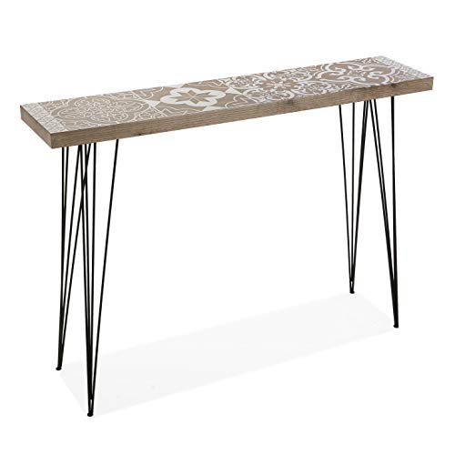 Versa Lygia Mueble Recibidor Estrecho para la Entrada o el Pasillo Mesa Consola, Madera y Metal, 110 x 25 x 80 cm Versa Lygia Mueble Recibidor Estrecho para la Entrada o el Pasillo Mesa Consola, Madera y Metal, 110 x 25 x 80 cm