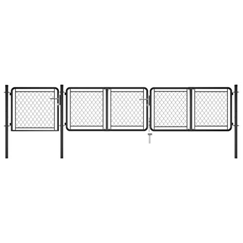 vidaXL Puerta de Jardín Cancela Valla Verja Patio Entrada Exterior Cerca Cerradura Robusta Estable Duradera de Acero Gris Antracita 75x395 cm