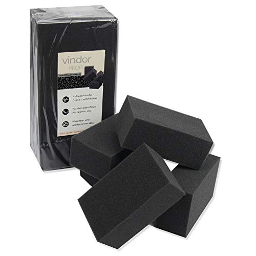 Vindor 5X Esponja Universal - Esponja de Pulido Esponja de Limpieza de Espuma, Pulido de Coches, Negro
