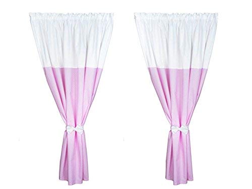 Vizaro - Cortinas Habitación Bebé - Infantil (155x155cm) (2 uds + 2 lazos) - 100% Algodón - Hecho UE, OekoTex - Rosa Vizaro - Cortinas Habitación Bebé - Infantil (155x155cm) (2 uds + 2 lazos) - 100% Algodón - Hecho UE, OekoTex - Rosa