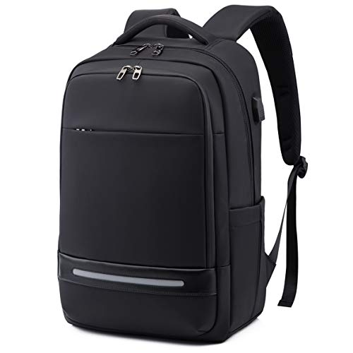 Vodlbov Mochila para Ordenador Portátil Impermeable Antirrobo Unisex 17 Pulgadas, Mochila Hombre de Gran Capacidad con Puerto USB para Estudio, Viajes, Trabajo, Ocio o Actividades al Aire Libre Negro