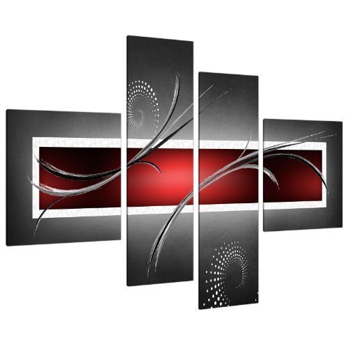 Wallfillers Cuadros en Lienzo Grande Abstracto Rojo Negro y Gris 130cm XL Pared 4091 Wallfillers Cuadros en Lienzo Grande Abstracto Rojo Negro y Gris 130cm XL Pared 4091