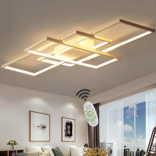 WYDM Lámpara LED de Aluminio Regulable con Control Remoto Acrílico Sala de Estar Diseño de Techo Lámpara de Oficina Iluminación de Dormitorio, Negro/Blanco, 90 cm,Blanco,L