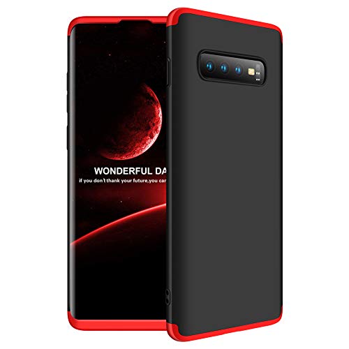 yanzi Funda Samsung Galaxy S10 Plus Funda Carcasa Silicona Cover Caso Samsung Galaxy S10 Plus Fundas Negro Rojo 3 in 1 Smartphones Accesorios Vidrio Templado Protector Samsung S10 Plus Carcasa