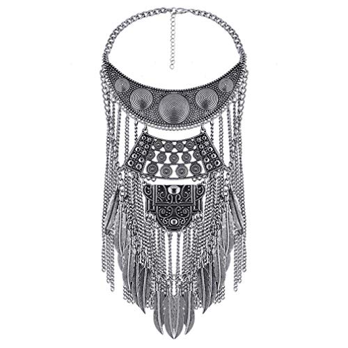 YAZILIND de Plata Collar de la declaración de los Collares de la Vendimia Crystal Maxi Gargantilla de Plata Collier Boho joyería de Las Mujeres