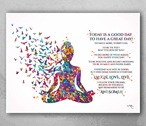 Yoga Art Today is a Good Day Motivational Cote Print Yogi Poster Impresión Yoga Mujer Yoga Studio Decoración de pared Yogi Gift-725