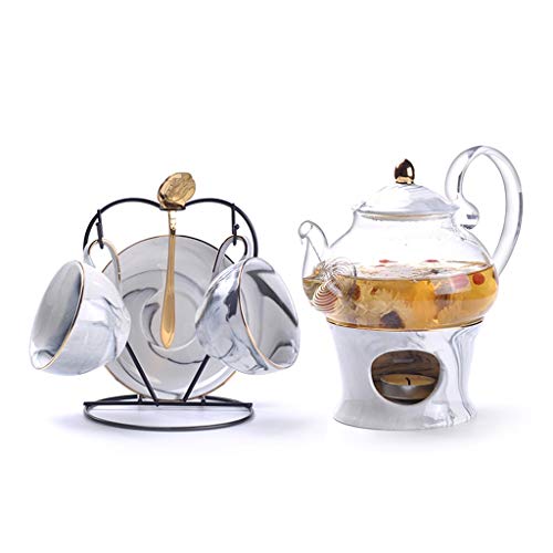 YWSZJ Juego de té de Porcelana de mármol de la Taza de té de cerámica nórdica con el colador de la Vela de la Tinta de la Tetera Floral con la Taza del café Taza de café Taza de café