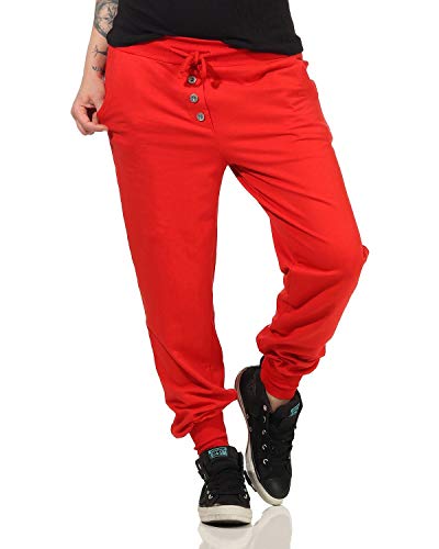 ZARMEXX Pantalones de chándal para mujer, de algodón, estilo clásico rojo Talla única
