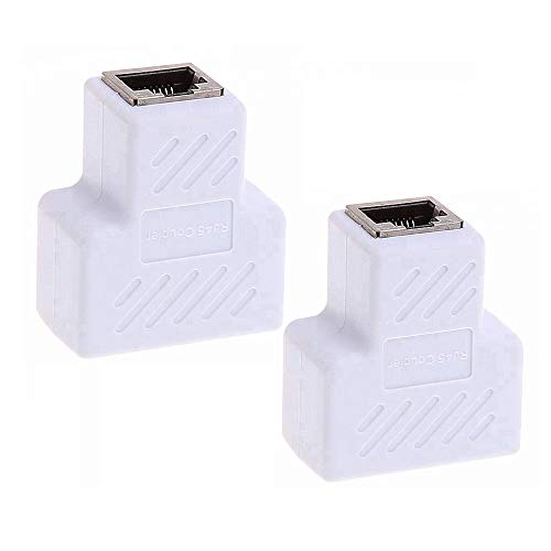 1 par Nueva RJ45 RJ45 Hembra Acoplador 2 en 1 RJ45 1 Hembra a 2 Hembra Adaptador para Ethernet Cat 5 / Cat 6 LAN Extensor de Cable Ethernet Surf en línea al Mismo Tiempo Conector de Red (Blanco)