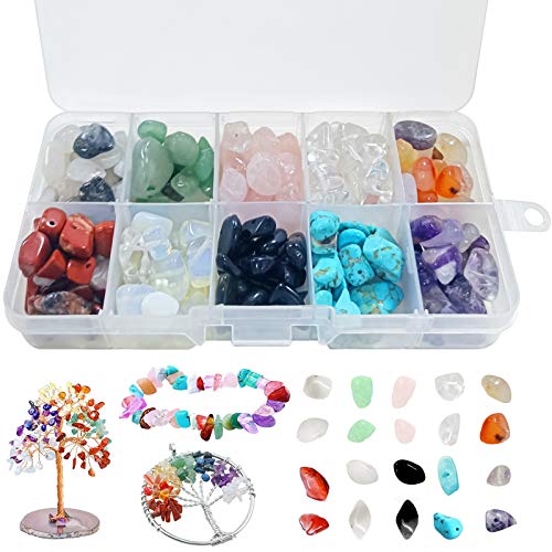 10 Colores Cuentas de Piedras Preciosas,Piedra para Hacer joyería,Caja de cuentas de piedra,Piedras para bisuteria,Piedra para joyas,Kit de fabricación de cuentas,Cuentas Abalorio Coloridas Joyería