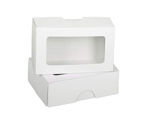 100 cajas para tarjetas de visita, 58 x 90 x 30 mm, color blanco, cartón completo, 400 g/m², para 100 tarjetas de visita, con ventana