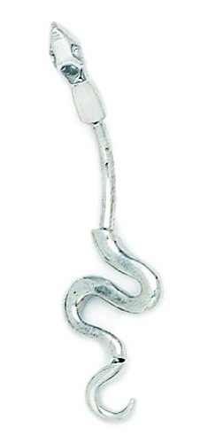 14ct de oro blanco de 14 de anillo del vientre de la joyería del cuerpo de la serpiente - mide 39 x 11 mm - JewelryWeb