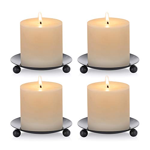 4 Unids Portavelas de Pilar con Placa de Vela de Hierro, Negro, Plato Vela con Pilar Hierro Decorativo, Soporte de Vela Pedestal 11cm Diámetro para LED y Velas de Cera, Conos de Incienso, SPA, Bodas 4 Unids Portavelas de Pilar con Placa de Vela de Hierro, Negro, Plato Vela con Pilar Hierro Decorativo, Soporte de Vela Pedestal 11cm Diámetro para LED y Velas de Cera, Conos de Incienso, SPA, Bodas