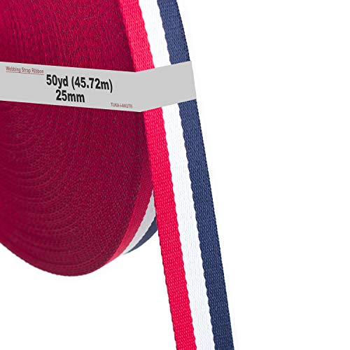 46m x 25mm Cinta Colorido Correa de Correas de Cincha de Poliéster - 1,3mm espesor, Cinta para Decoración Bricolaje Craft Mochila Flejes Delantal Bolsas, Rojo / Blanco / Azul, TKB5074 redwhiteblue 46m x 25mm Cinta Colorido Correa de Correas de Cincha de Poliéster - 1,3mm espesor, Cinta para Decoración Bricolaje Craft Mochila Flejes Delantal Bolsas, Rojo / Blanco / Azul, TKB5074 redwhiteblue