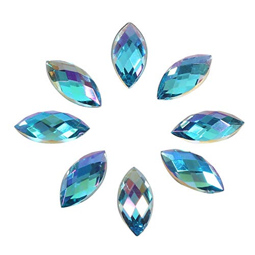 500 piezas de cristales iridiscentes, pedrería de cristal plano AB Gotas de agua Cristal acrílico efectos especiales diamantes de imitación, 5 colores opcionales(Azul claro)