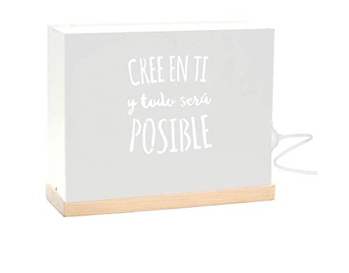 60watios.com | Lampara Decorativa de Metal y Madera Natural con Mensajes Personalizados | Caja con Letras Luminosas para Salón | Regalos Originales Dormitorio (Cree en ti y Todo Sera Posible) 60watios.com | Lampara Decorativa de Metal y Madera Natural con Mensajes Personalizados | Caja con Letras Luminosas para Salón | Regalos Originales Dormitorio (Cree en ti y Todo Sera Posible)