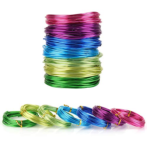 7 Rollos de Alambre de Aluminio Multicolor para Manualidades,2mm Alambres Aluminio Hilo Metálico para Fabricación de Artesanías Rebordeado de Manualidad de Bisutería,Cada Rollo 16,4 Pies 7 Rollos de Alambre de Aluminio Multicolor para Manualidades,2mm Alambres Aluminio Hilo Metálico para Fabricación de Artesanías Rebordeado de Manualidad de Bisutería,Cada Rollo 16,4 Pies