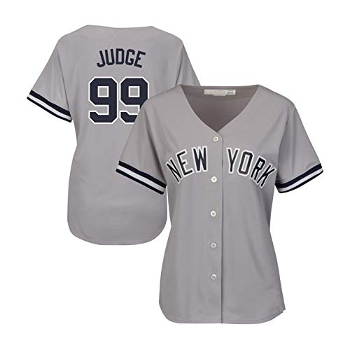 # 99 Yankees Juez Fan Edition Barball Bareball Jersey, Unisex Sports Uniform Jersey Button Cardigan Top Game Uniform (S-2XL) Grey-XXL