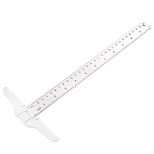 A0127 - Regla T cuadrada de plástico (30 cm, herramienta de medición de doble cara)