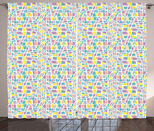 ABAKUHAUS Resumen Cortinas, Irregular geométrico Moderno, Sala de Estar Dormitorio Cortinas Ventana Set de Dos Paños, 280 x 260 cm, Multicolor