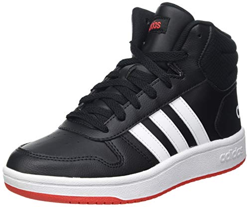 adidas Hoops Mid 2.0, Basketball Shoe, Core Black/Footwear White/Vivid Red, 35.5 EU